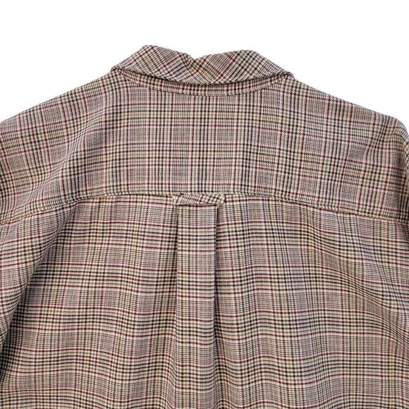 Vintage Willowbend Womens L Plaid Beige Barn Red Mustard Button Up Flannel Shirt - Picture 6 of 12